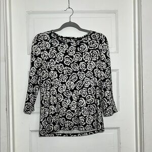Charter Club Black and White 3/4 Sleeve Blouse